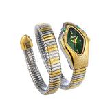 New Luxury Top Fashion Brand Snake Design Gold Colour Stainless Steel Bracelet Quartz Ladies Wristwatches