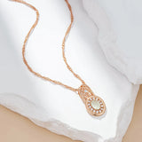 New Filled 14K Rose Gold Flower Design Oval Cut AAA Zircon Emerald Crystal Necklace - Luxury  Jewellery