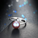 8-9mm Round Freshwater Cultured Pearl Crystal AAA Zircon Diamonds Silver Rings