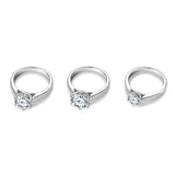 Classic GRA Certified 2CT 3CT Moissanite S925 Silver White Gold Plated Wedding Ring