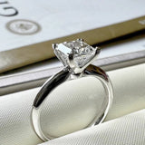 1or 2 Carat Princess Cut VVS1 D Colour Moissanite Diamond Silver Solitaire Ring