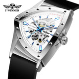 Top Brand Casual Sport Automatic Mechanical Men's Watches Triangle Silicone Strap Skeleton Hollow Racing Wristwatch