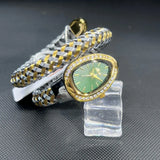 Luxury Lab Diamond Inlaid Gold Snake Braided Bangle Bracelet Ladies Watch