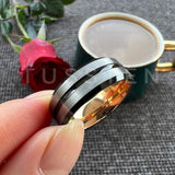 New Arrival Matte Finish Beveled Grooved 8mm Two-Tone Tungsten Carbide Comfortable Fit Wedding Rings - The Jewellery Supermarket