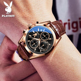 Original Luxury Brand Men's Leather Strap Quartz Watch High Quality Business Wristwatch Trendy Men's Watch