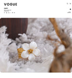 18K Gold Plated Natural Shell Flower Fashion Stainless Steel Stylish Exquisite Ring