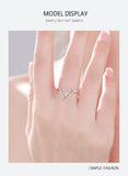 Fashion Personality V Shape Dazzling AAAA Lab Created Diamond 925 Silver Ring