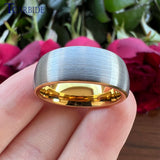 Domed Brushed Multicolor 6mm 8mm Tungsten Engagement Wedding Rings For Women Men