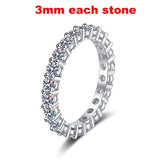 Terrific 2-5mm VVS1 D Colour Moissanite Diamonds Sparkling Eternity Silver Ring