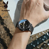 Top Brand Luxury Mechanical Watch for Men - Grey Dial Stainless Steel Waterproof Date Week Automatic WristWatches