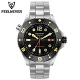 New Professional Dive Sport Mechanical Watches 316L Stainless Steel Sapphire Crystal 50Bar Auto Date Wristwatches
