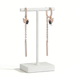 14 Karat  Gold Filled With AAA Zircon Diamonds Trendy Long Tassel Birdie Dangle Earrings