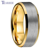 Multicolours Beveled Brushed 6m/8mm Classic Tungsten Wedding Rings for Men Women