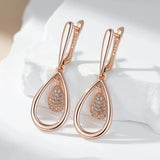 14K Gold Filled Vintage AAA White Zircon Water Drop Geometric Long Elegant Earrings