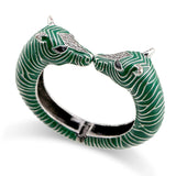 Unique Design Statement Chunky Big Size Antique Silver Plated with Enamel Zebra Vintage Bracelets for Women