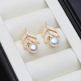 Vintage Multicolour Real Pearl AAA Zircon Diamonds Gold Colour Stud Earrings