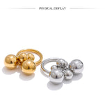 18K Gold Plated Stainless Steel Beads Ball Handmade Ring Trendy Charm Jewellery