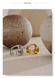 18K Gold Plated Adjustable Stainless Steel Geometric Hollow Fashion Unusual Open Ring