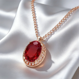 14K Rolled Gold Red Big AAA Zircon Crystal Retro Fashion Pendant And Necklace For Women
