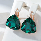14 Karat Rolled Gold Dark Green Big AAA Zircon Crystal Drop Earrings Luxury Jewellery