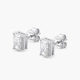 Glorious Classic 14K White Gold Plated Real Moissanite Diamonds Earrings For Women - Sterling Silver Fine Jewellery