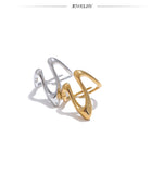 18K Gold Plated Stainless Steel Metal U Shape Fashion Minimalist Adjustable Ring