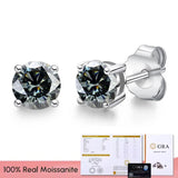 Real 0.1-3CT Moissanite Diamond Stud Earrings Silver Platinum Plated  Fine Jewelry
