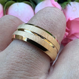 New Grooved Brushed Beveled Finish Classic Tungsten Carbide Rings for Men Women