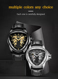 New Arrival Top Brand Luxury Creative Racing and Triangle Design Silver Skeleton Dial Automatic Mechanical Watches