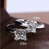 1or 2 Carat Princess Cut VVS1 D Colour Moissanite Diamond Silver Solitaire Ring
