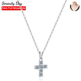 Charming 18KGP Full Moissanite Diamonds D Color Cross Crucifix Necklace - Silver Fine Jewellery For Women - The Jewellery Supermarket