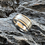 Double Grooved High Polished Shiny 8mm Mens Tungsten Engagement Rings Comfort Fit