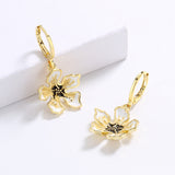 Fashion Yellow Flower 18k Gold Plated Flower Luxury Handmade Enamel Earrings