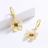 Fashion Yellow Flower 18k Gold Plated Flower Luxury Handmade Enamel Earrings