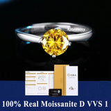 S925 Silver D VVS1 100% Real Moissanite Ring Adjustable Size Pass Diamond with GRA Certificate 18K Plating Rings