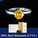 Fabulous 100% Real Moissanite Ring D VVS1 Adjustable Size S925 Sliver GRA Certificate Wedding Rings for Women