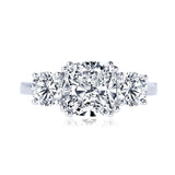 Super 3.5CT Three Stone Silver Sterling Cushion Cut Moissanite Engagement Wedding Ring Certified Jewellery For Women