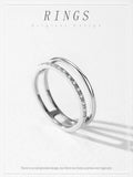 Minimalist Hollow Sterling Silver AAAA Lab Created Diamond Double Layered Ring