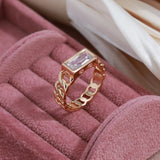 Shiny Luxury 14K Rolled Gold AAA Zircon Diamond Ring Fine Jewellery