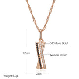 Splendid 14K Filled Rose Gold Black With White AAA Zircon Diamonds Necklace - Luxury Vintage Style Jewellery