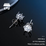 Real Moissanite Earrings 0.5CT 1CT 2CT For Women and Men Fine Jewellery.