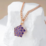 Thick Texture Full Star Inlay 14K Filled Rose Gold AAA Purple Zircon Crystals Necklaces - Party Jewellery