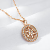 Luxury 14K Filled Rose Gold Ethnic Pattern Hollow AAA Zircon Diamonds Necklace For Women - Fine Jewellery