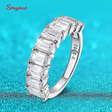 Stunning 3*5mm 0.5CT Emerald Cut Moissanite Diamonds 1/2 Eternity Rings for Women 925 SilverJewellery with GRA