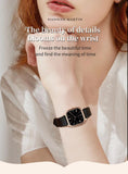 Top Brand Elegant Leather Strap with Rose Gold Plated Ladies Square Watch 3 Bar Waterproof Fashion Gift Watches