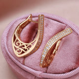 14K Gold Filled New Trendy AAA Zircon Diamonds Drop Unusual Ethnic Pattern Big Earrings