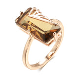 14K Gold Filled Light Brown AAA Zircon Crystal Big Square Ring High Quality Jewellery