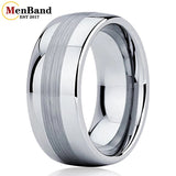Dome Band Center Brushed 8MM 10MM Men's and Women's Tungsten Carbide Rings
