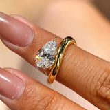 New Design 1.5-3CT Pear Cut VVS1 D Colour Moissanite Diamonds Solitaire Silver Ring