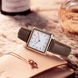 New Arrival Top Brand Elegant Solid Stainless Steel Square Dial Quartz Rose Gold Colour Ladies Watches for Women